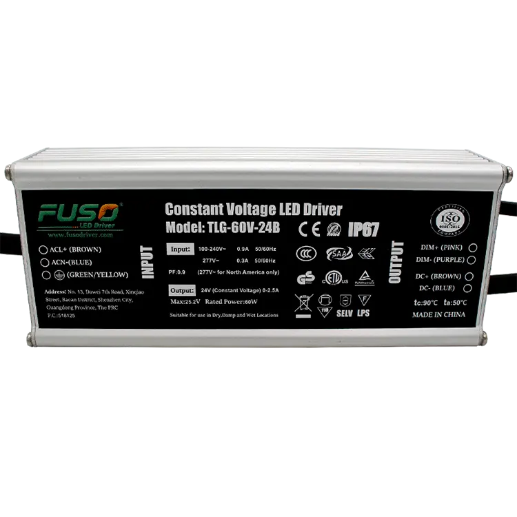 Hoge PF 24V 60w constante spanning led-driver